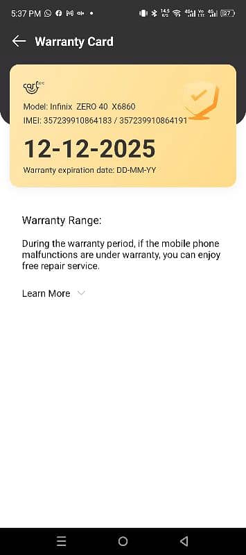 Infinix Zero 40 4G (16/256) 8 month warranty pri hui 2