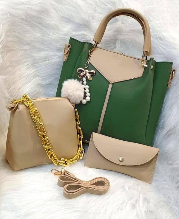Women's Pu leather plain top handle shoulder bag 0
