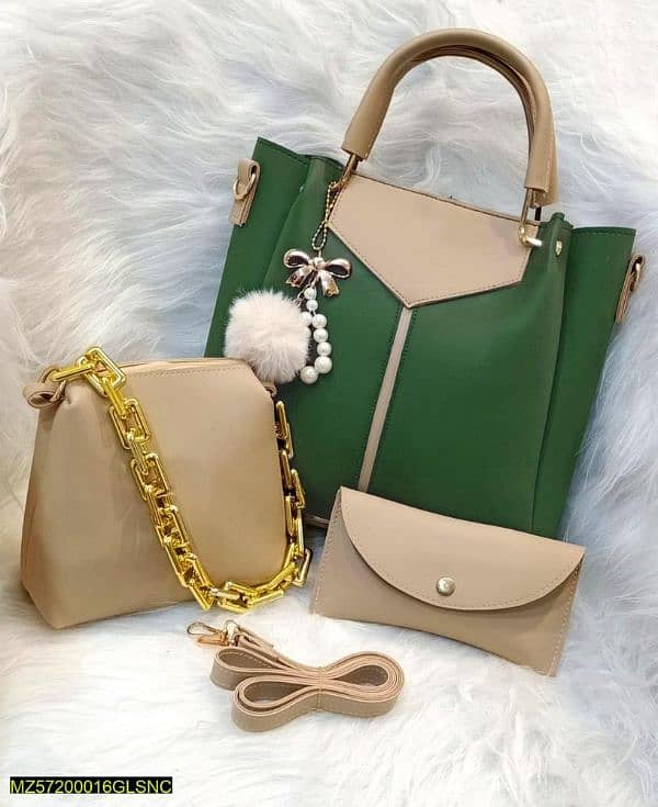 Women's Pu leather plain top handle shoulder bag 1