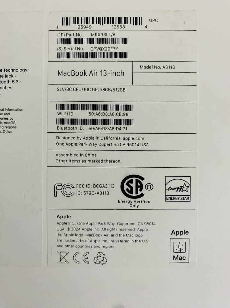 Box packed Macbook Air M3 Chip (non active) 3