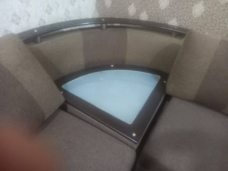 L SHAPED SOFA WITH GLASS TABLE 6