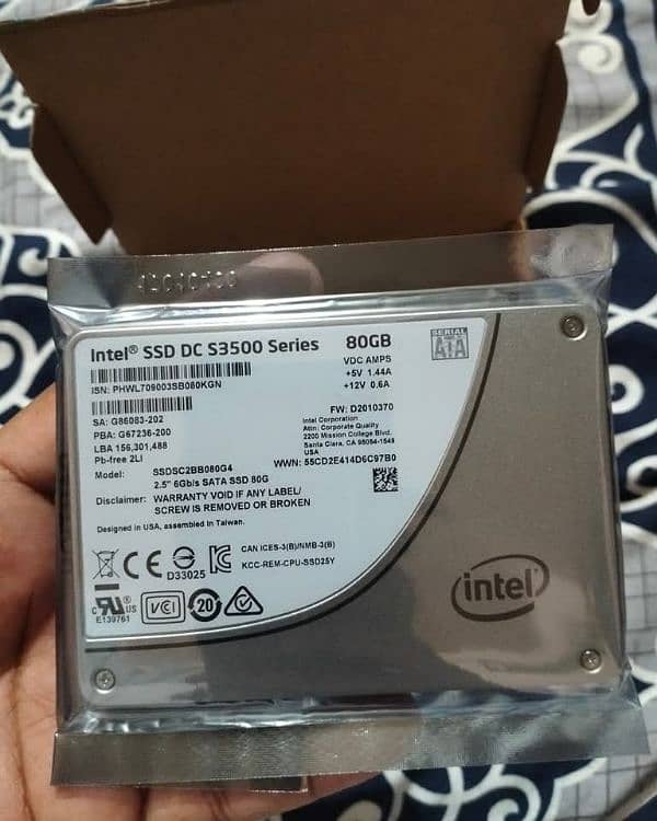 Intel SSD 80GB New Box Packed Zero Used 100% health 2