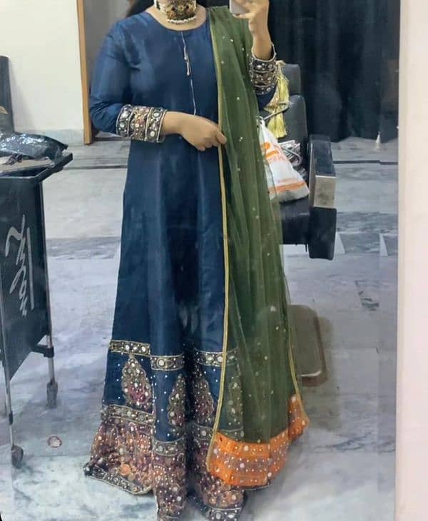 Raw Silk and Mirror Work with Pearls Maxi 1