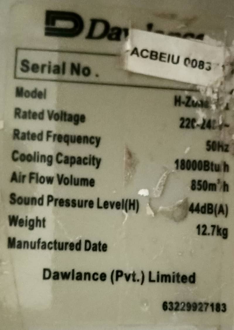 Dawlance split AC 1.5 (Non inverter) 3