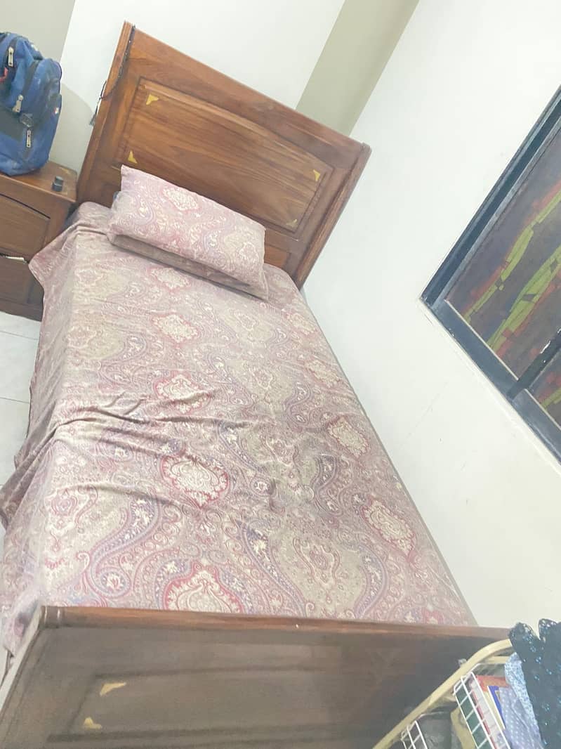 SOLID Sheesham Single Bed Mattress Side Table Almirah 03008200292 0