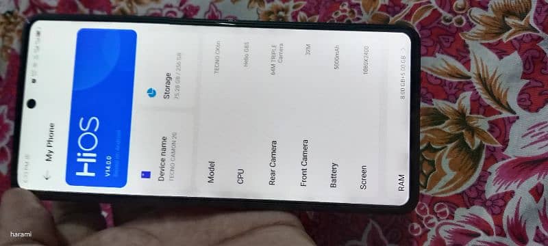 Tecno Camon 20 8 gb ram + 8 gb ram extendable+ 256gb data 6