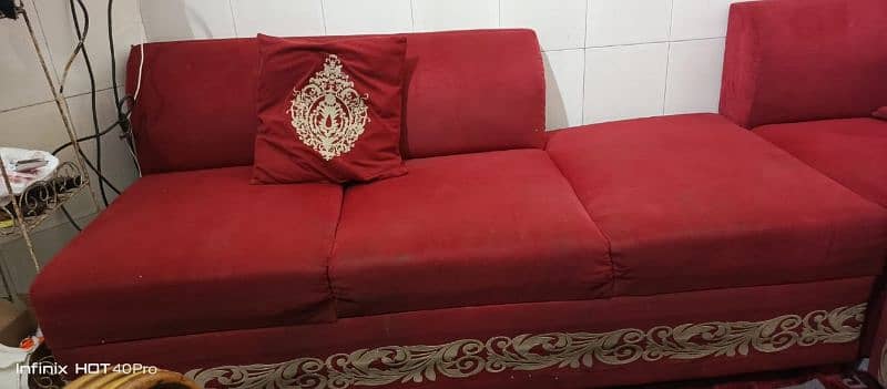 home used furniture sofa set / Corner Sofa / L shaped Red Velvet Sofa 3