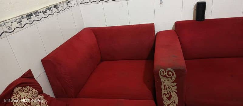 home used furniture sofa set / Corner Sofa / L shaped Red Velvet Sofa 5