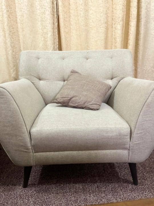Brand new 7 seater  sofas with two side tools and table . 5