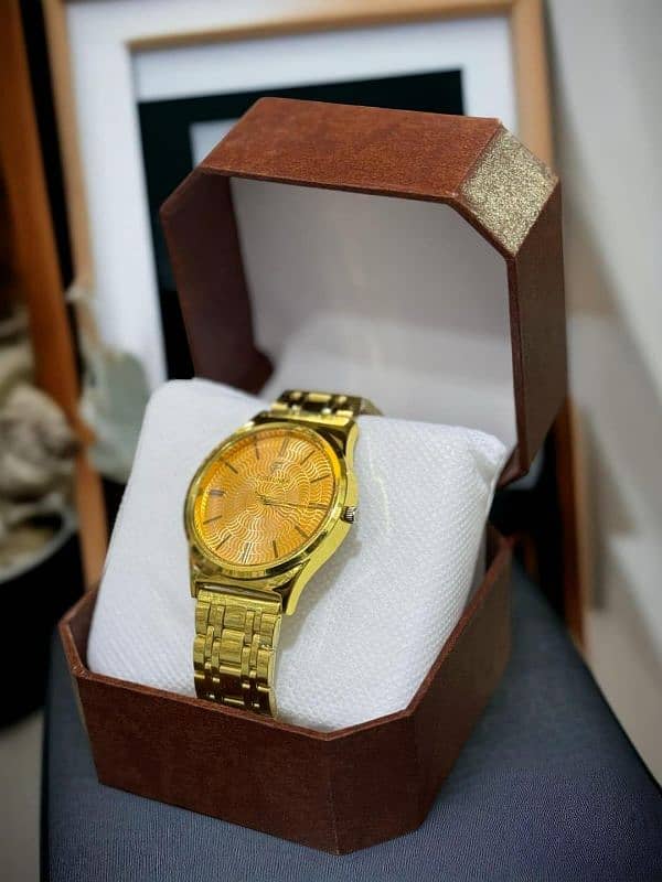 Men's quarts movement Round analogue watch with Texture strap 1Pc 1