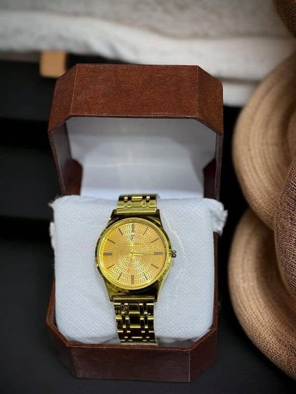 Men's quarts movement Round analogue watch with Texture strap 1Pc 2