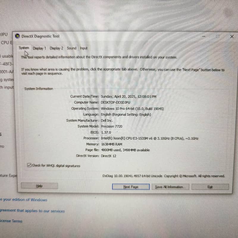 Dell Precision 7720 Workstation – Intel Xeon E3-1535M Processor 1