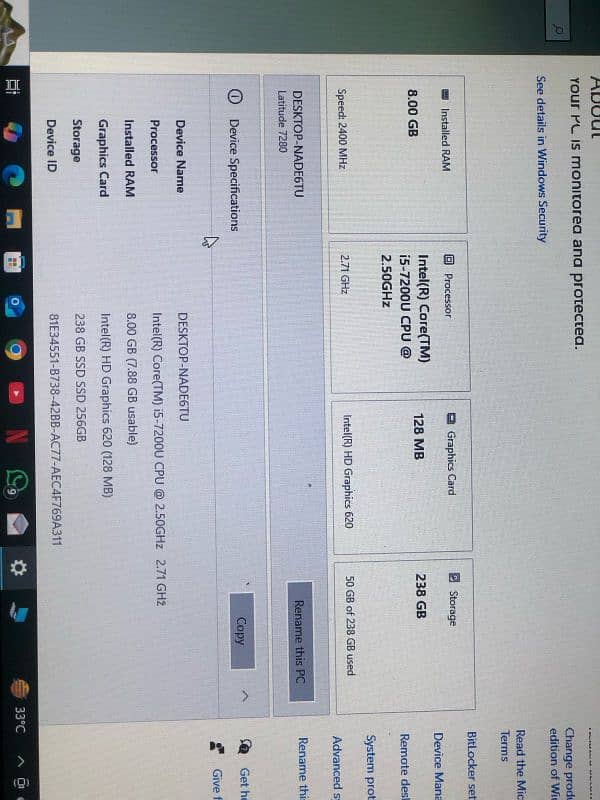 DELL LATITUDE, SSD 256 , 8GB , RGB KEYBOARD , SLIM 2