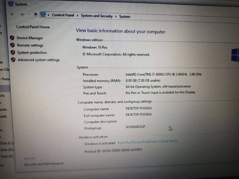 Dell Laptop latitude series E 7450 6
