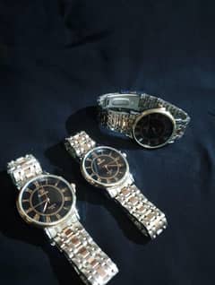 Men's  round multicolor stainless steel chain strap watch 1pc