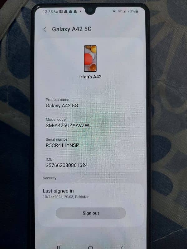 SAMSUNG GALAXY A42 5G NoN PTA zero meter 0