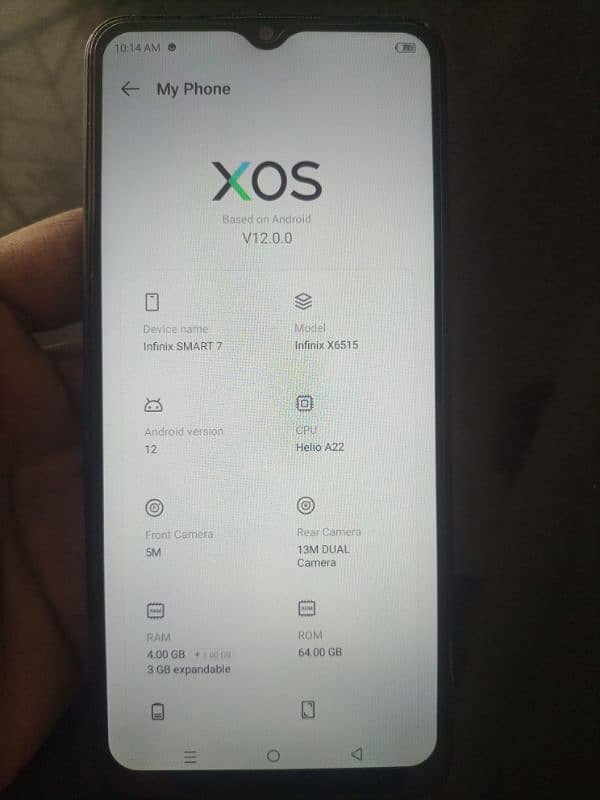 infinix smart 7 4+3/64 only phone all ok bus tuch chang 1