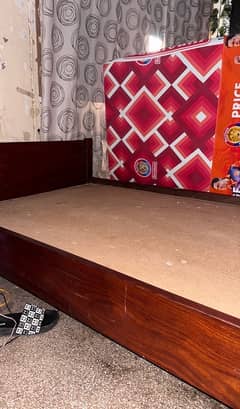 SINGLE WOODEN BED WITHOUT MATTRESS