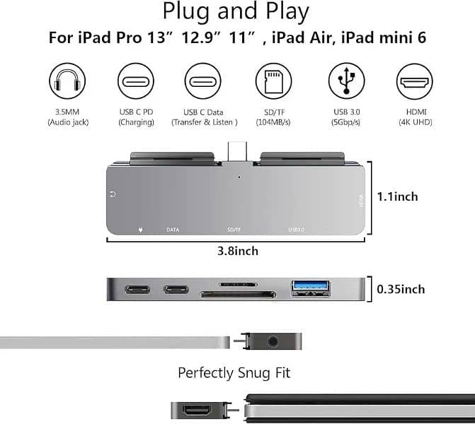 iPad Pro USB C Hub, 7-in-1 Adapter 1