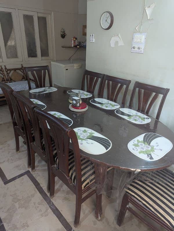 Wooden Dining Table With 8 Chairs And 3 Pcs Centre Table 0