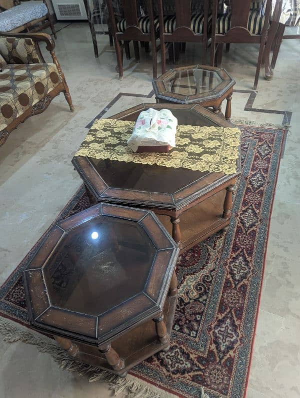 Wooden Dining Table With 8 Chairs And 3 Pcs Centre Table 1