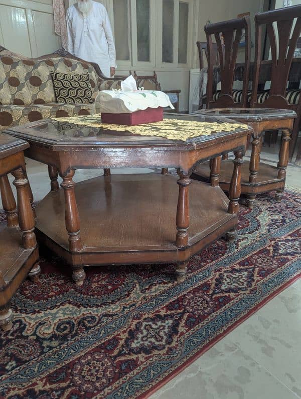 Wooden Dining Table With 8 Chairs And 3 Pcs Centre Table 5