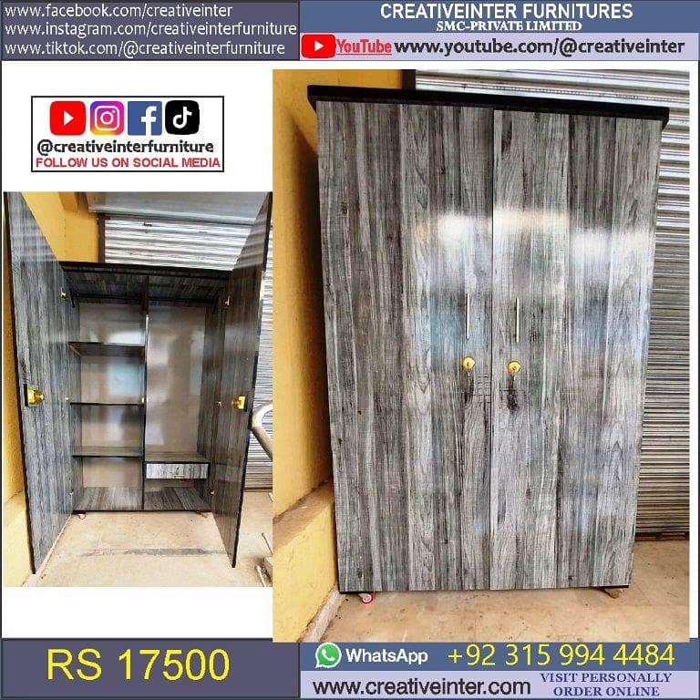 Cupboard Almari Wardrobe set single Dressing Iron Stand mirror 7