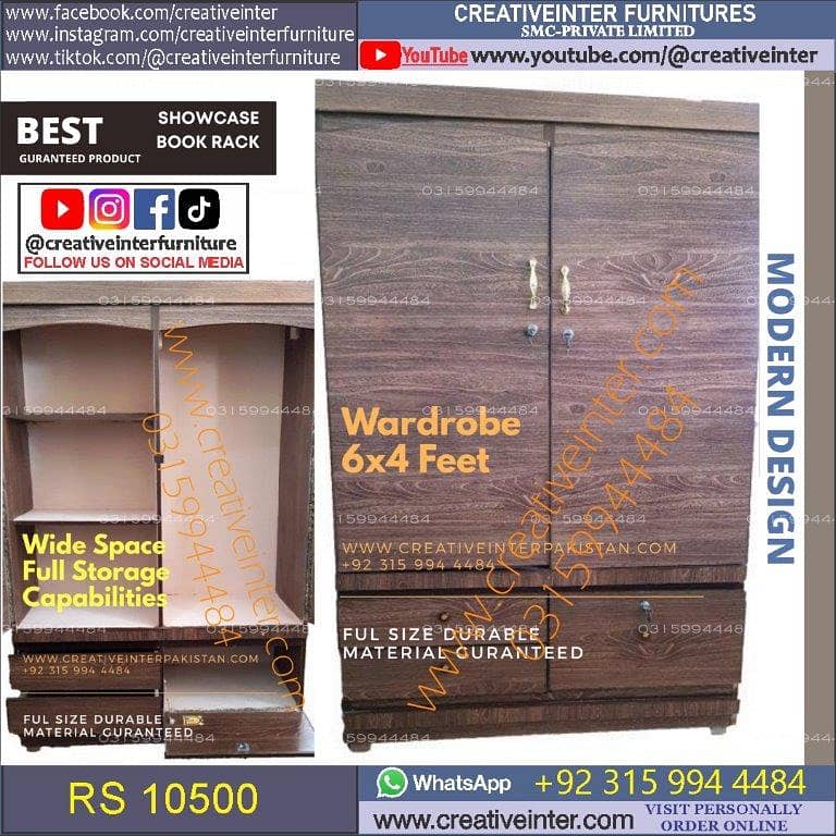 Cupboard Almari Wardrobe set single Dressing Iron Stand mirror 8
