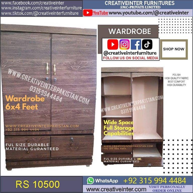 Cupboard Almari Wardrobe set single Dressing Iron Stand mirror 9