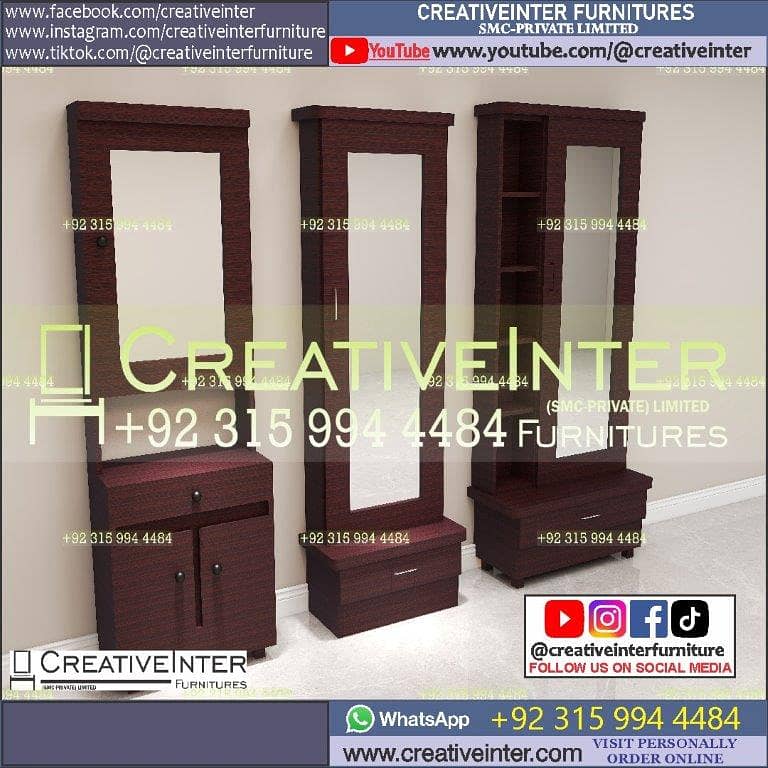 Cupboard Almari Wardrobe set single Dressing Iron Stand mirror 14