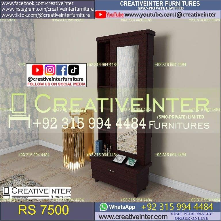 Cupboard Almari Wardrobe set single Dressing Iron Stand mirror 16