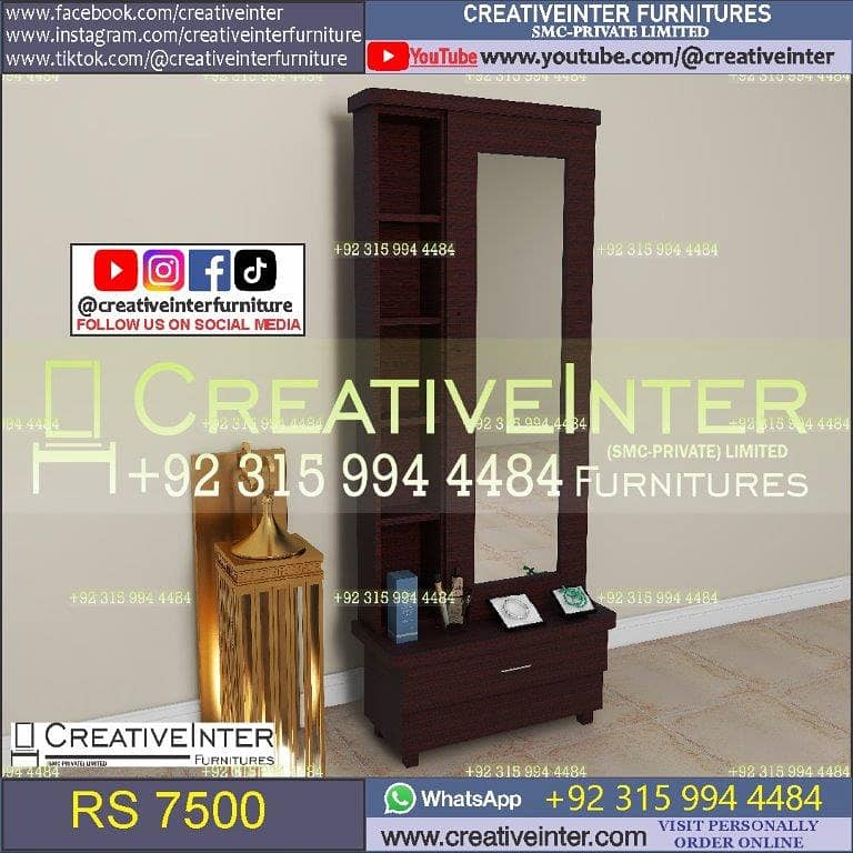 Cupboard Almari Wardrobe set single Dressing Iron Stand mirror 17