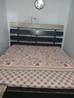 king size wooden bed side table with mattress