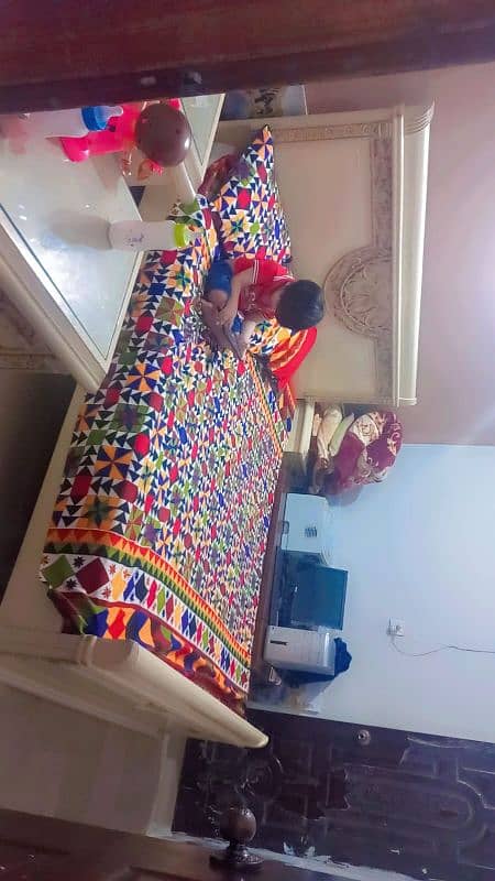 king size bed with matress and side tables, and dressing 0