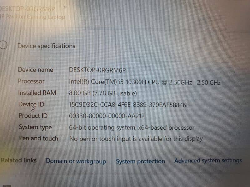 HP Pavilion Gaming Laptop Ci5 10th gen 9