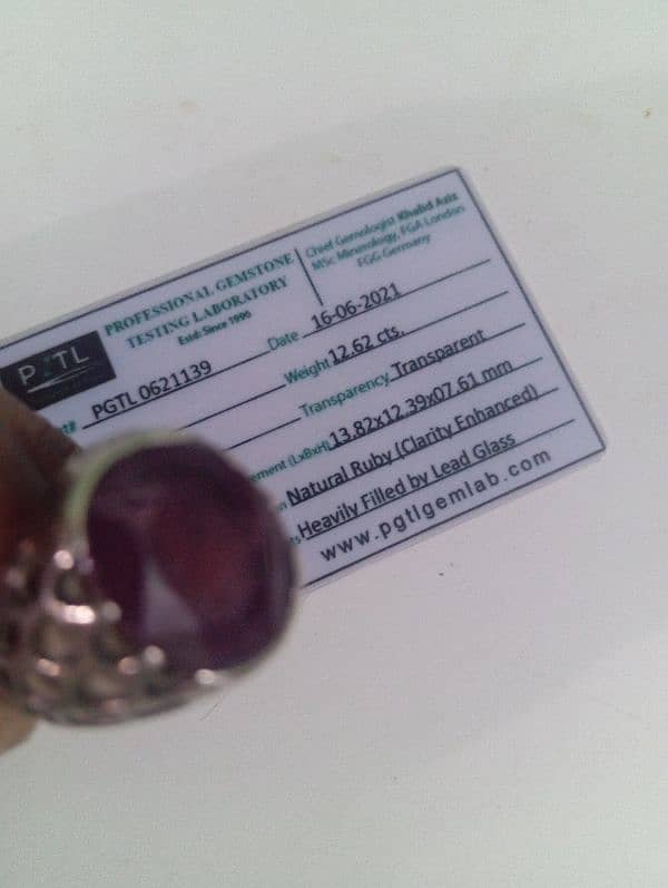 Ruby Yaqoot with Purification Certificate in Silver Ring 3