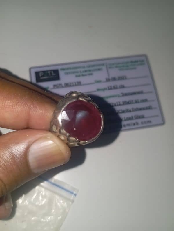 Ruby Yaqoot with Purification Certificate in Silver Ring 4