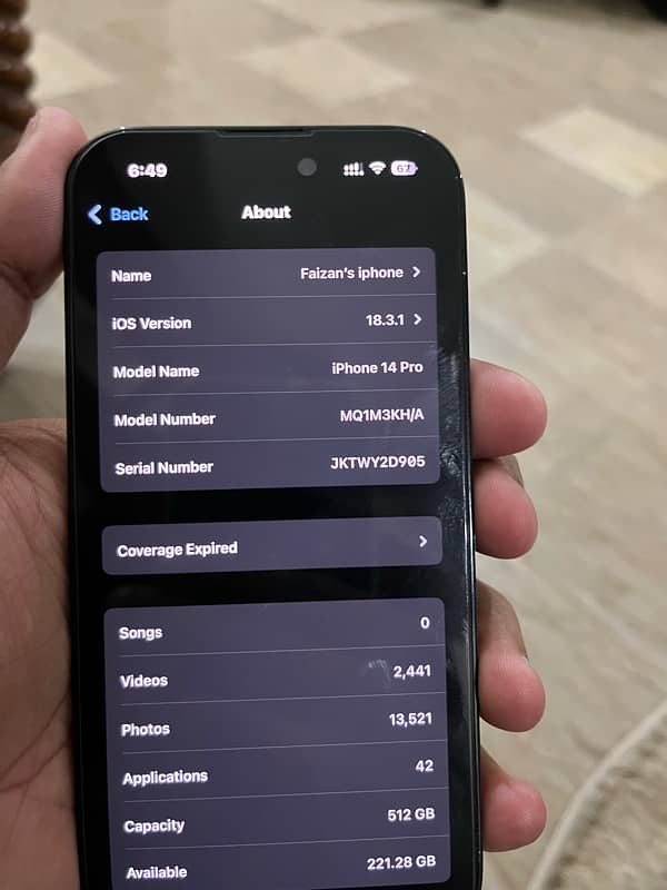 Iphone 14 pro  512 gb PTA approved 7