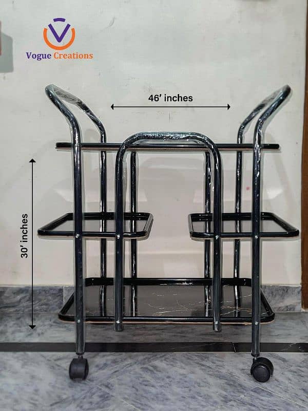 Black Tea 4 Trays Trolley With Wheels Moving 0
