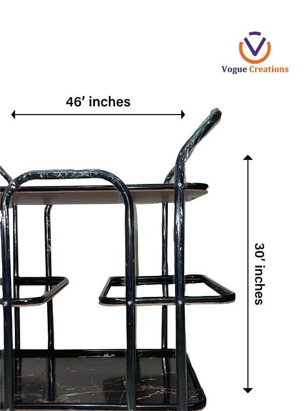 Black Tea 4 Trays Trolley With Wheels Moving 1