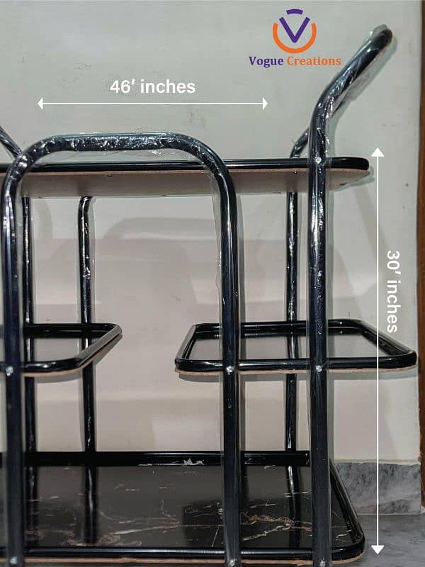 Black Tea 4 Trays Trolley With Wheels Moving 2