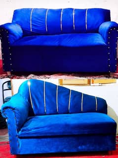 Stunning blue velvet sofa set for sale!