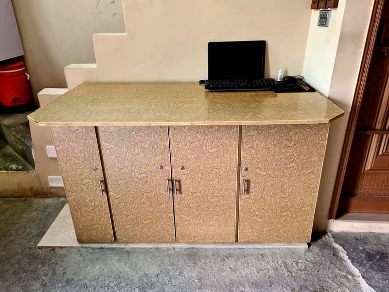 Wooden Table Office Computer Study Table Istari Iron Stand Counter 0