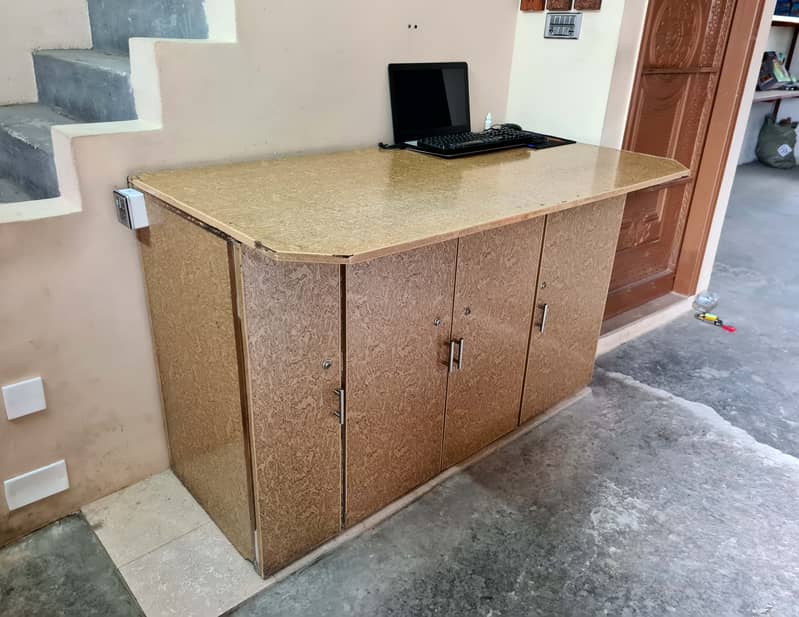 Wooden Table Office Computer Study Table Istari Iron Stand Counter 1