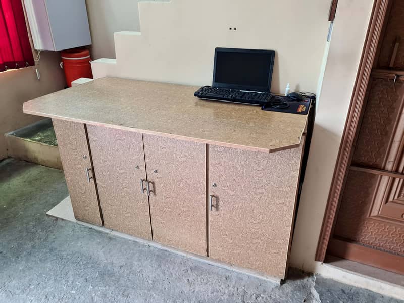 Wooden Table Office Computer Study Table Istari Iron Stand Counter 2