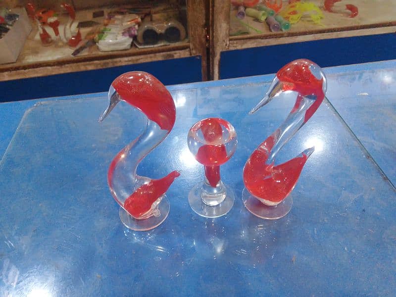 Decorative Glass Swan Set - Elegant Handcrafted Showpiece 2