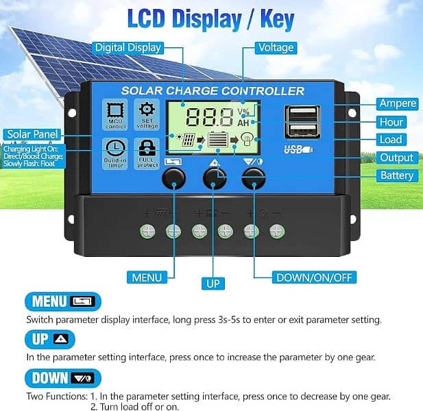 30A Solar Charge Controller, 12V/ 24V Solar Panel Regulator 3