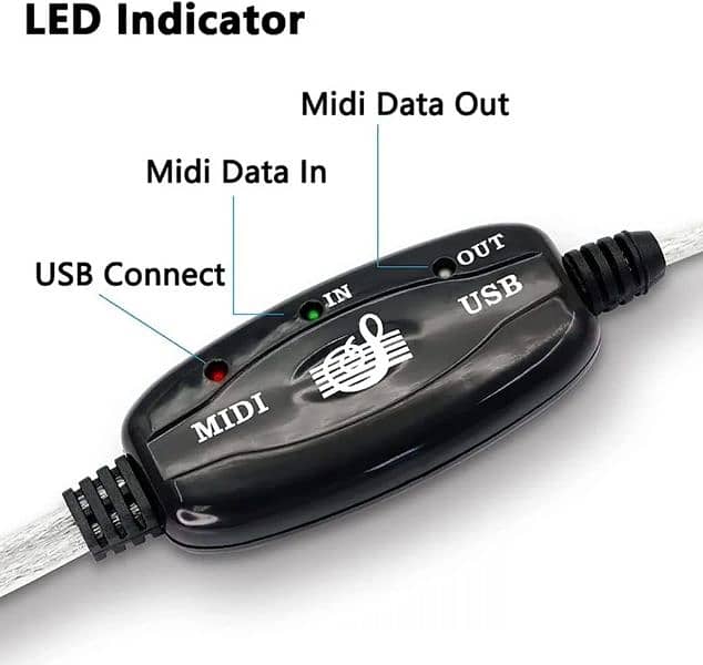 MIDI Cable Converter PC to Music Keyboard Adapter 3