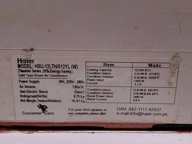 Haier split 1 ton 0