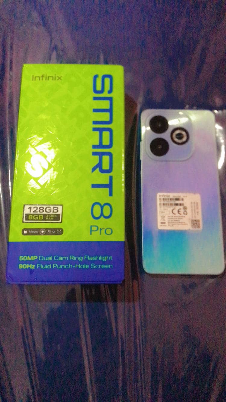 infnix smart 8 pro 4+4 128gb 10/10 approved with box charger fnf 25k 4